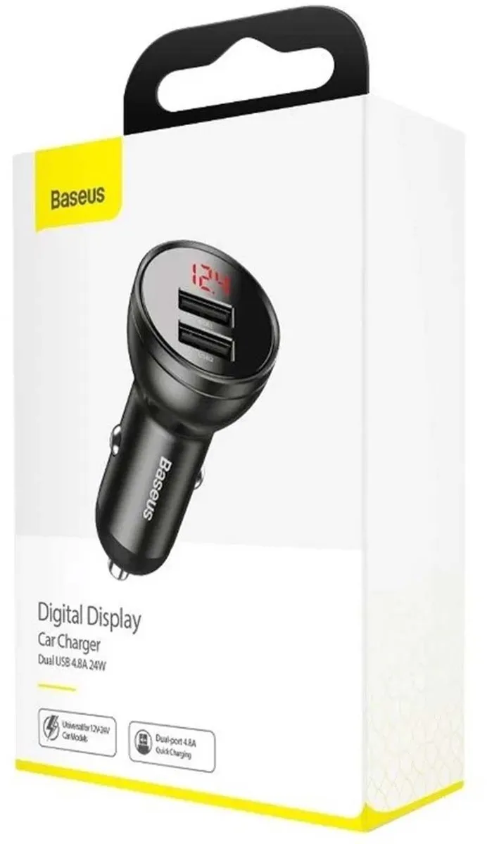 Baseus CCBX-0G Autolader 2x USB 24W - Grijs