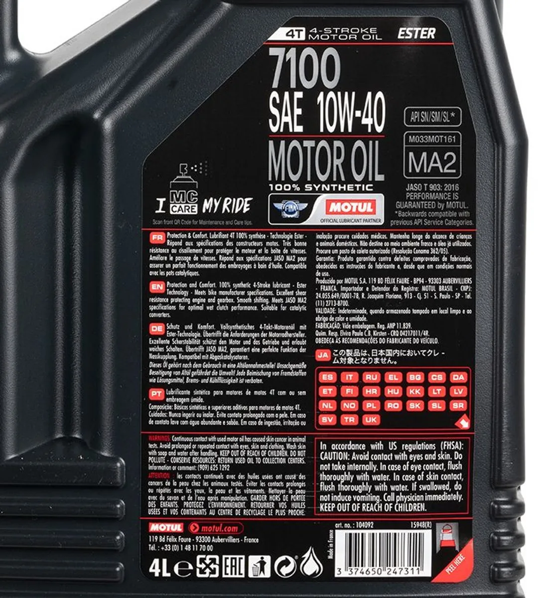 Motul 7100 10W40 Motorolie 4L
