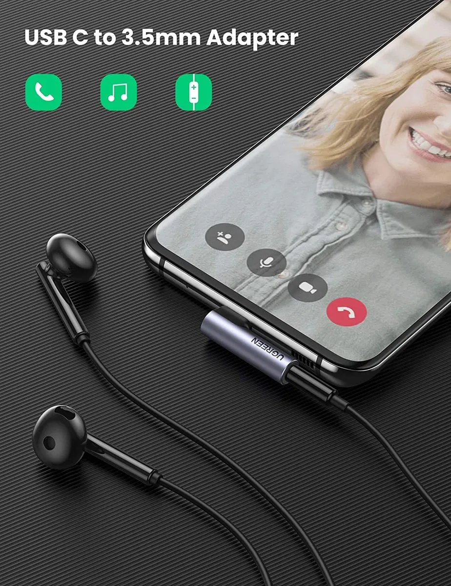 Ugreen USB-C naar 3,5mm Audio Jack Adapter - Zwart - afbeelding 2 van 6