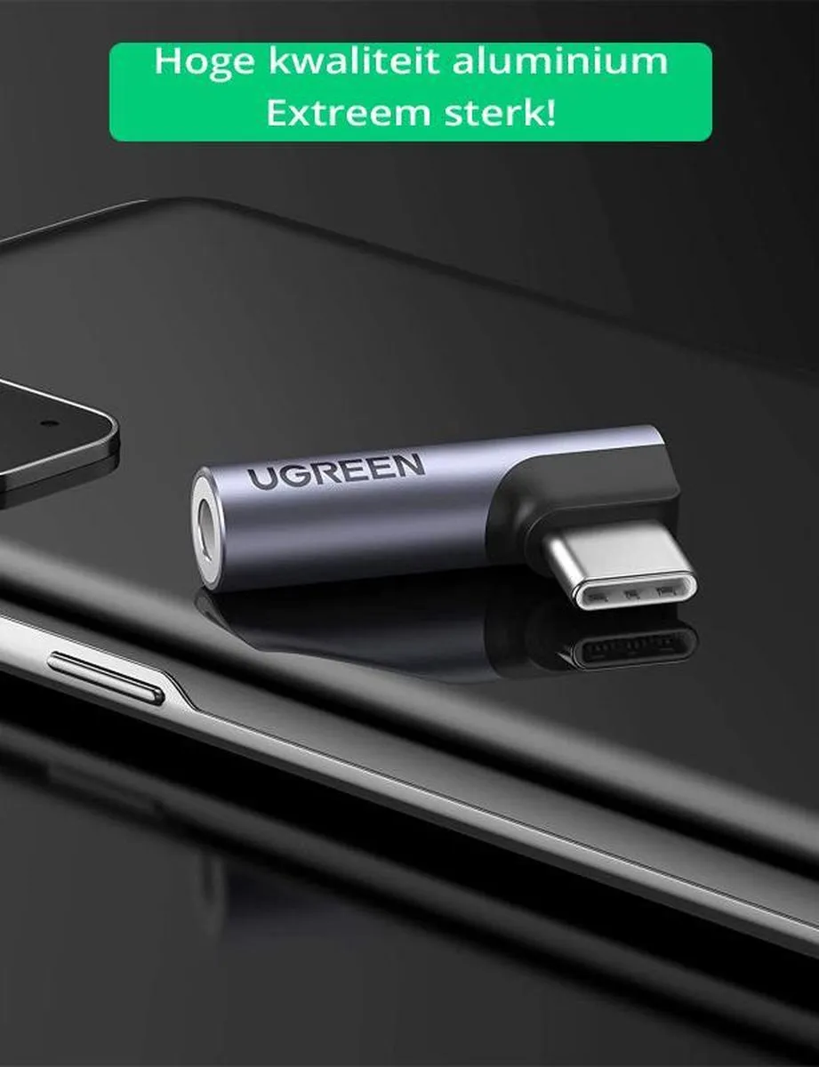 Ugreen USB-C naar 3,5mm Audio Jack Adapter - Zwart - afbeelding 5 van 6