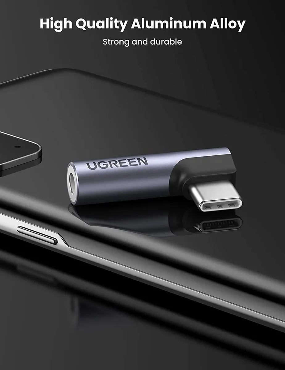 Ugreen USB-C naar 3,5mm Audio Jack Adapter - Zwart - afbeelding 4 van 6