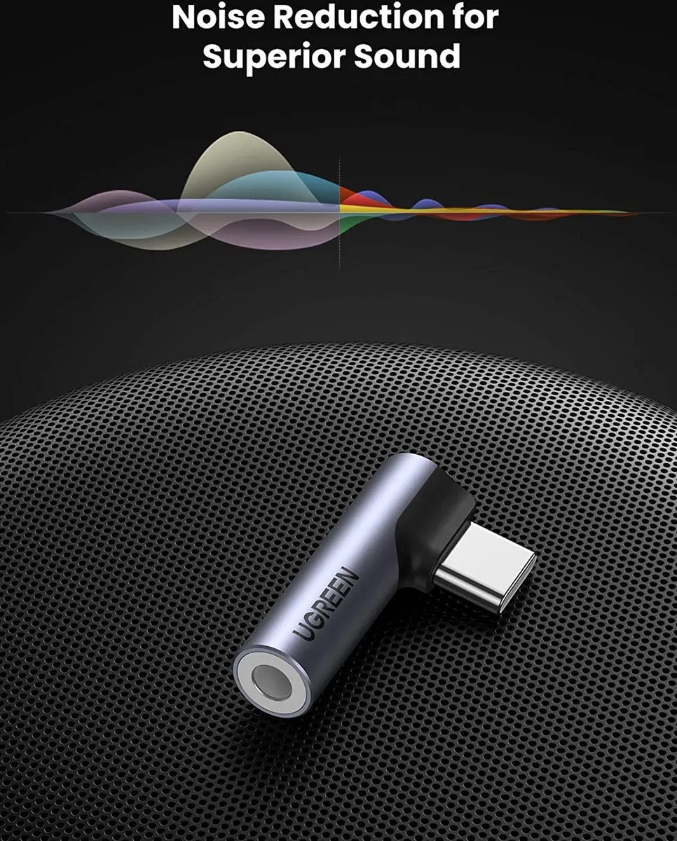 Ugreen USB-C naar 3,5mm Audio Jack Adapter - Zwart - afbeelding 3 van 6