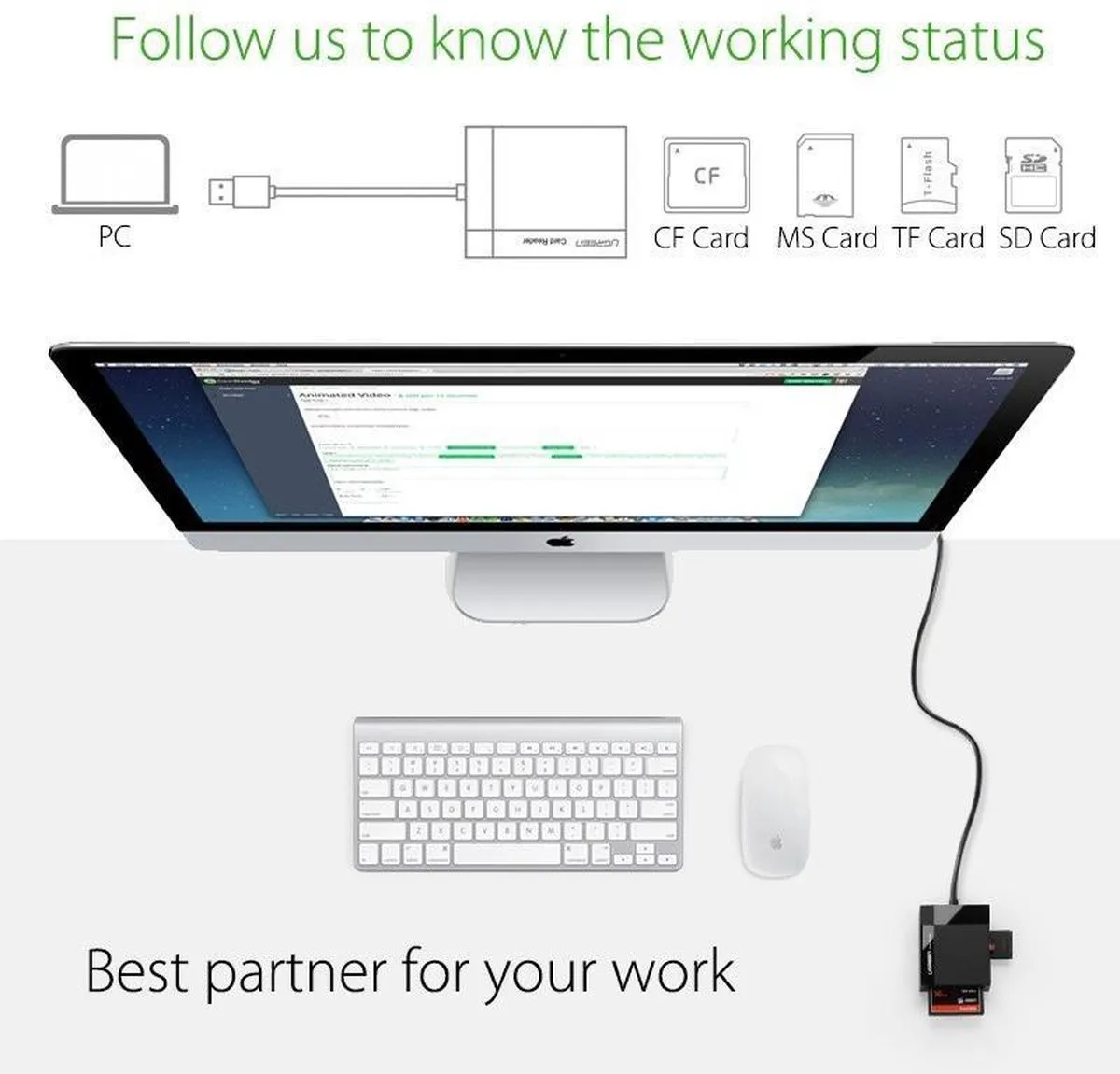 Ugreen UG215 USB 3.0 Geheugenkaartlezer - Zwart