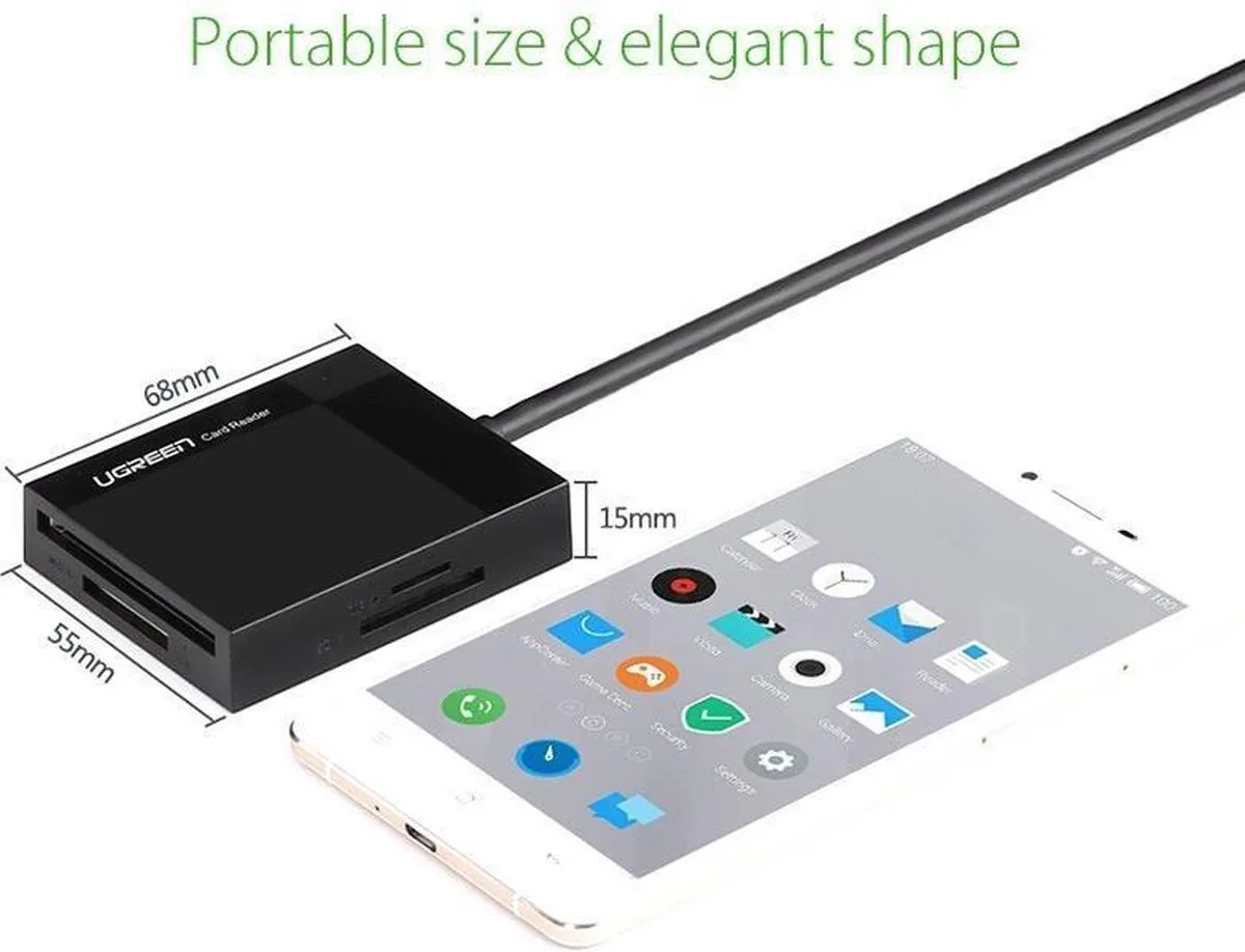 Ugreen UG215 USB 3.0 Geheugenkaartlezer - Zwart