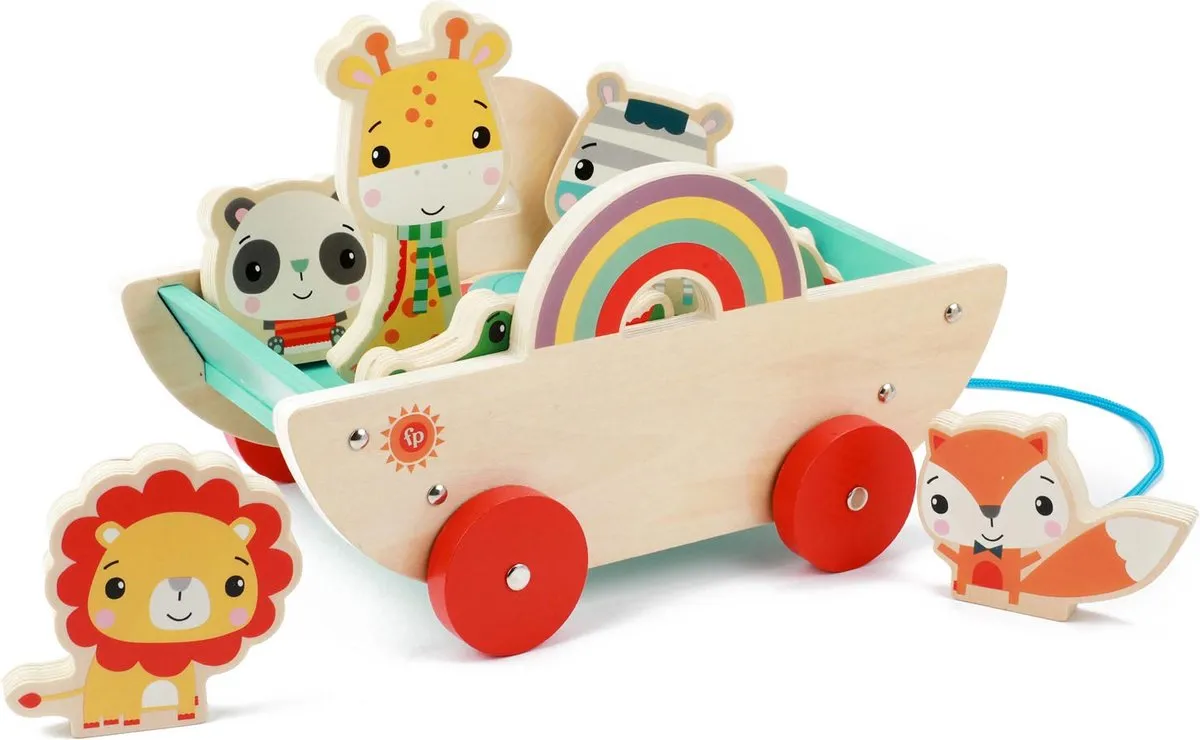 Fisher Price Houten Trekkar - 9 Onderdelen - Multicolor