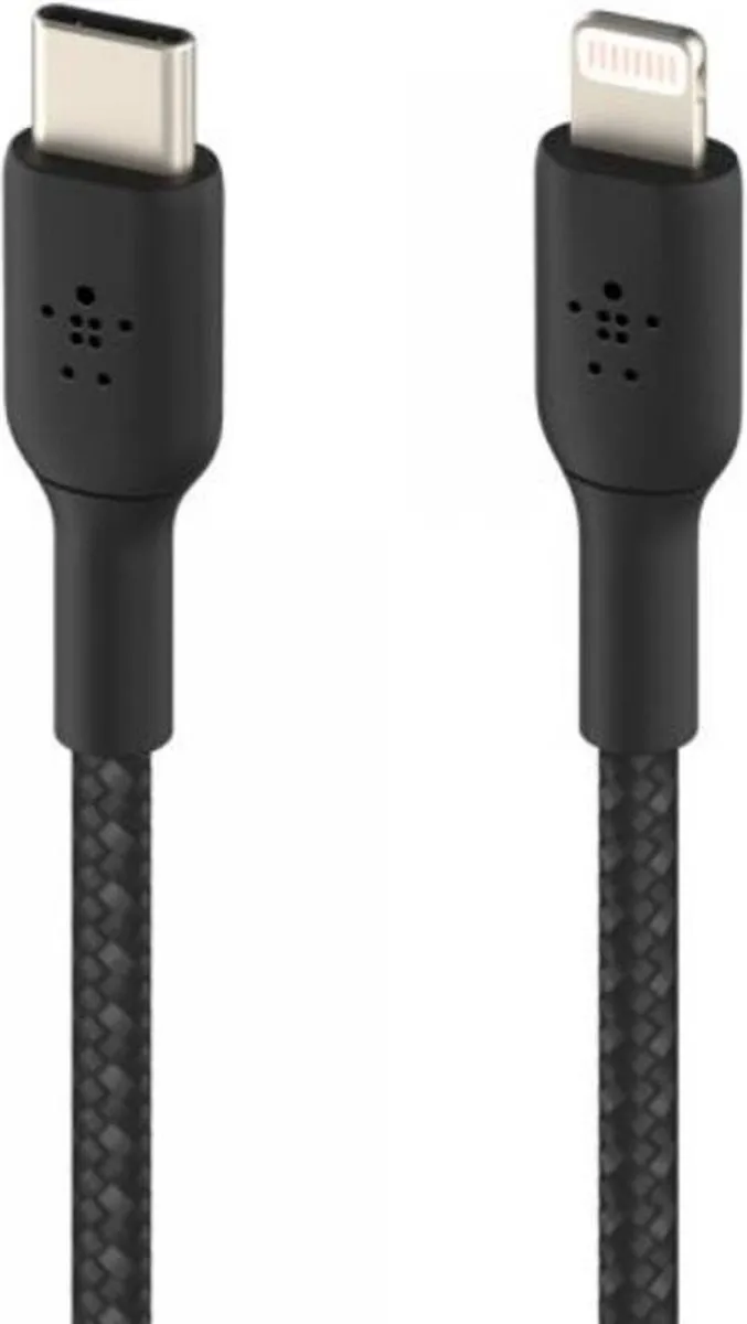 Belkin Braided iPhone Lightning naar USB-C Kabel 1m - Zwart