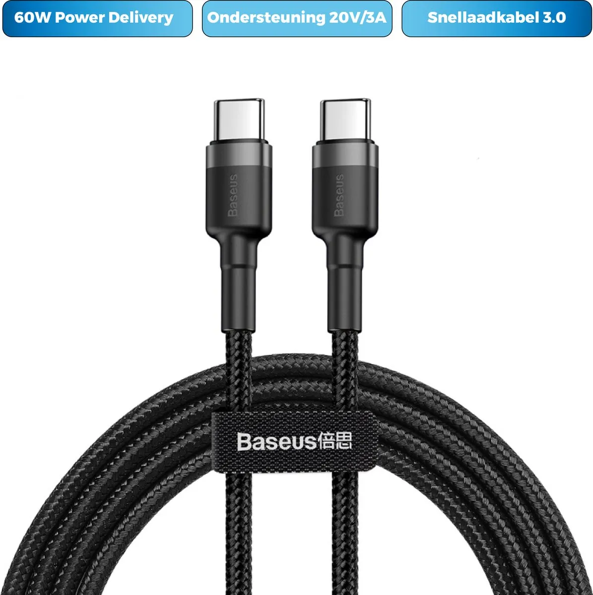 Baseus USB-C naar USB-C Kabel Cafule 1m