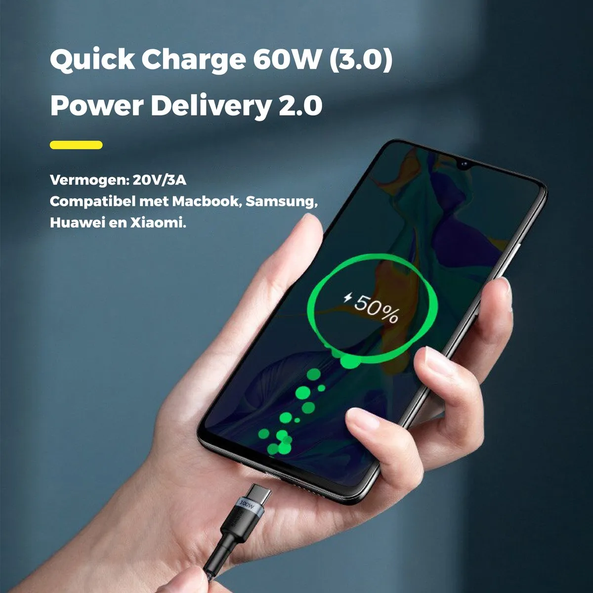Baseus USB-C naar USB-C Kabel Cafule 1m - 60W PD2.0