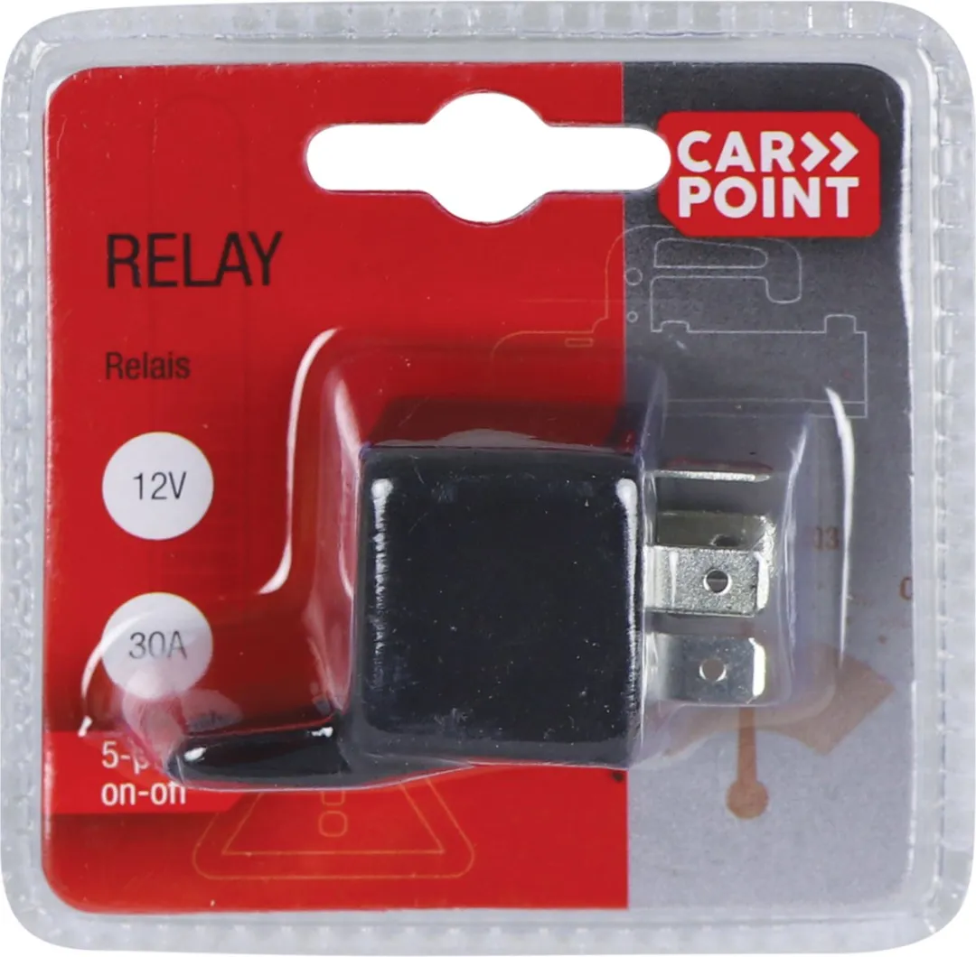 Carpoint Relais 5-polig 12V 30A - Zwart