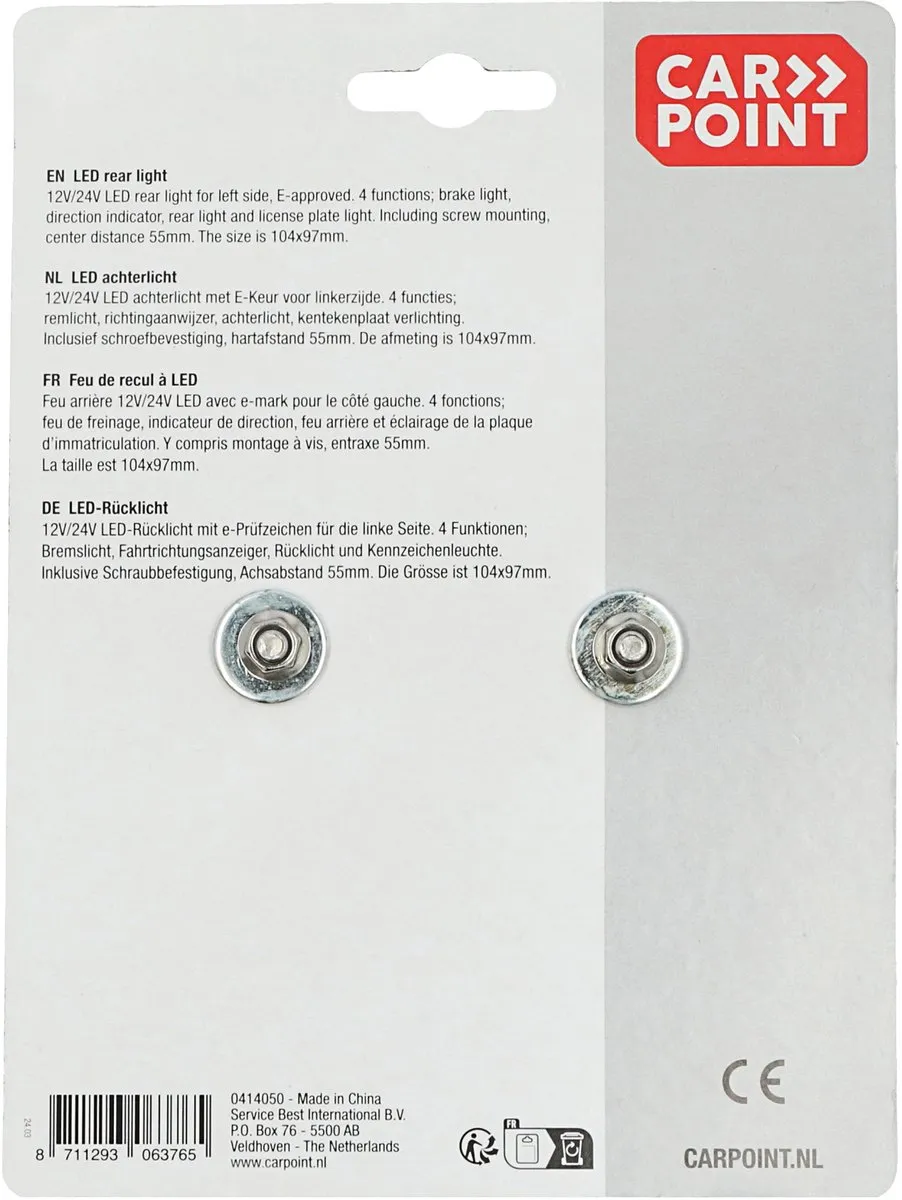 Carpoint LED Achterlicht Links 12/24V - 4 Functies - 104x97mm Zwart