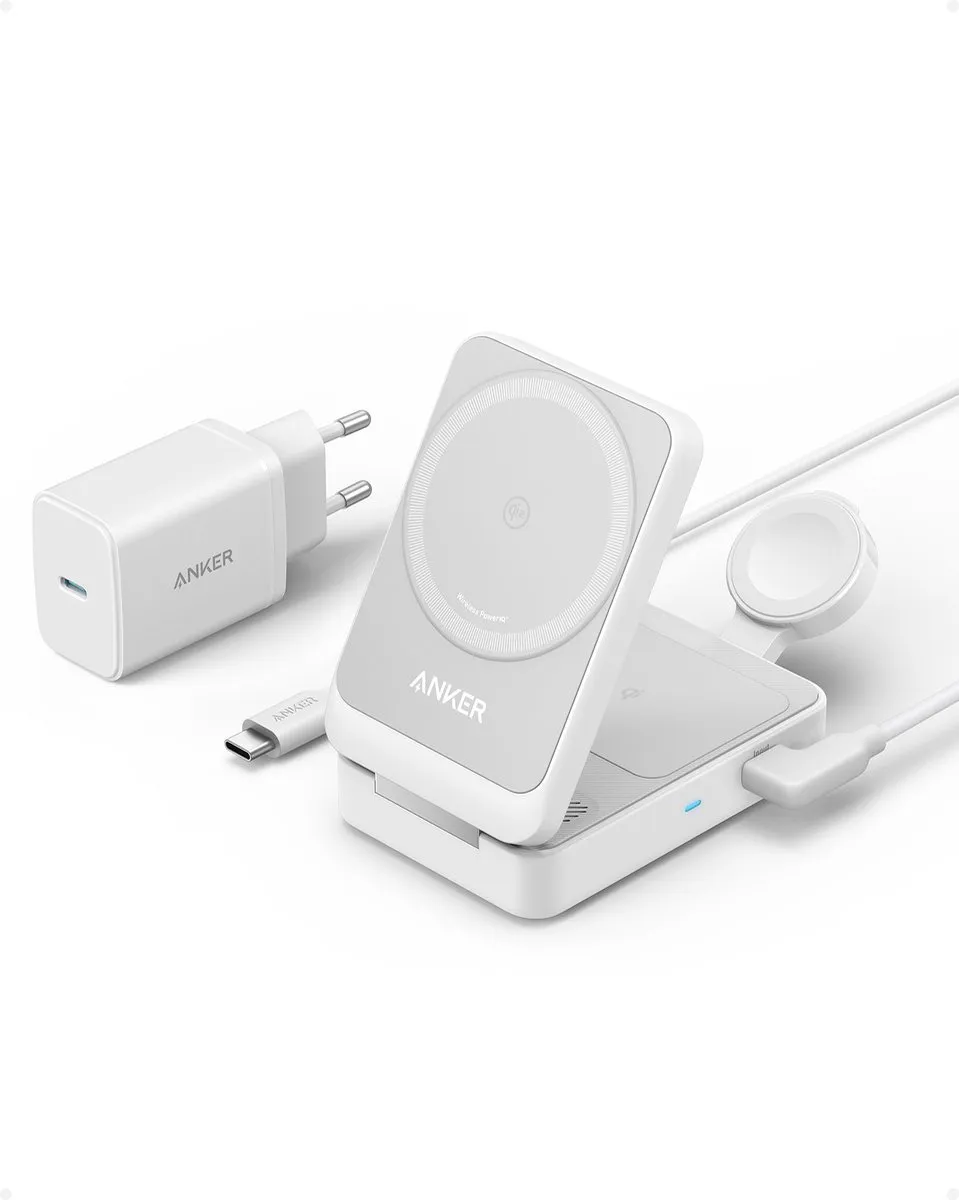 Anker MagGo 3-in-1 B2557321 Draadloos Oplaadstation - 15W - Wit