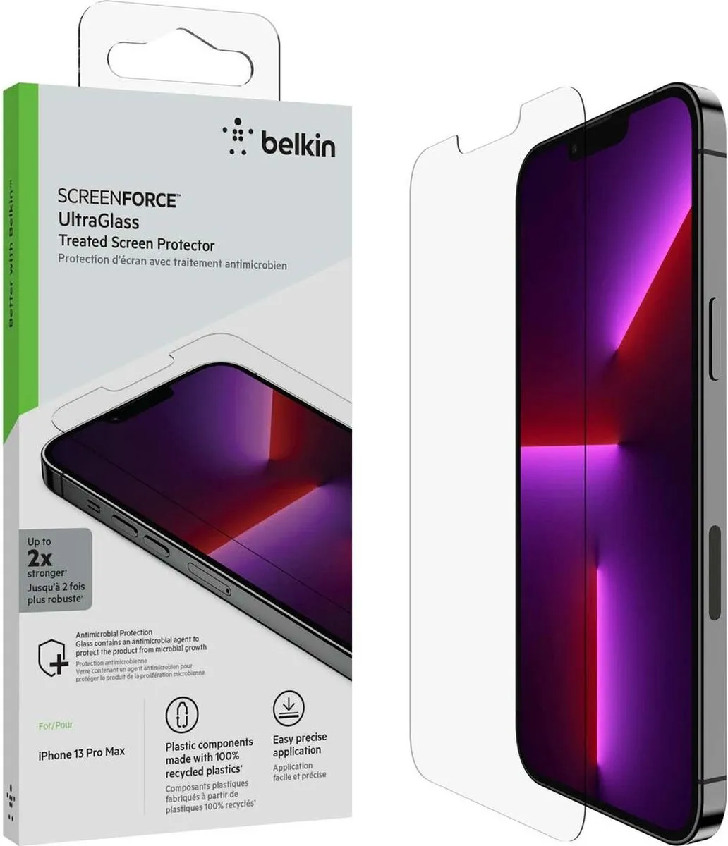Belkin ScreenForce UltraGlass iPhone 13 Pro Max/14 Plus Screenprotector - Antimicrobieel - afbeelding 6 van 6