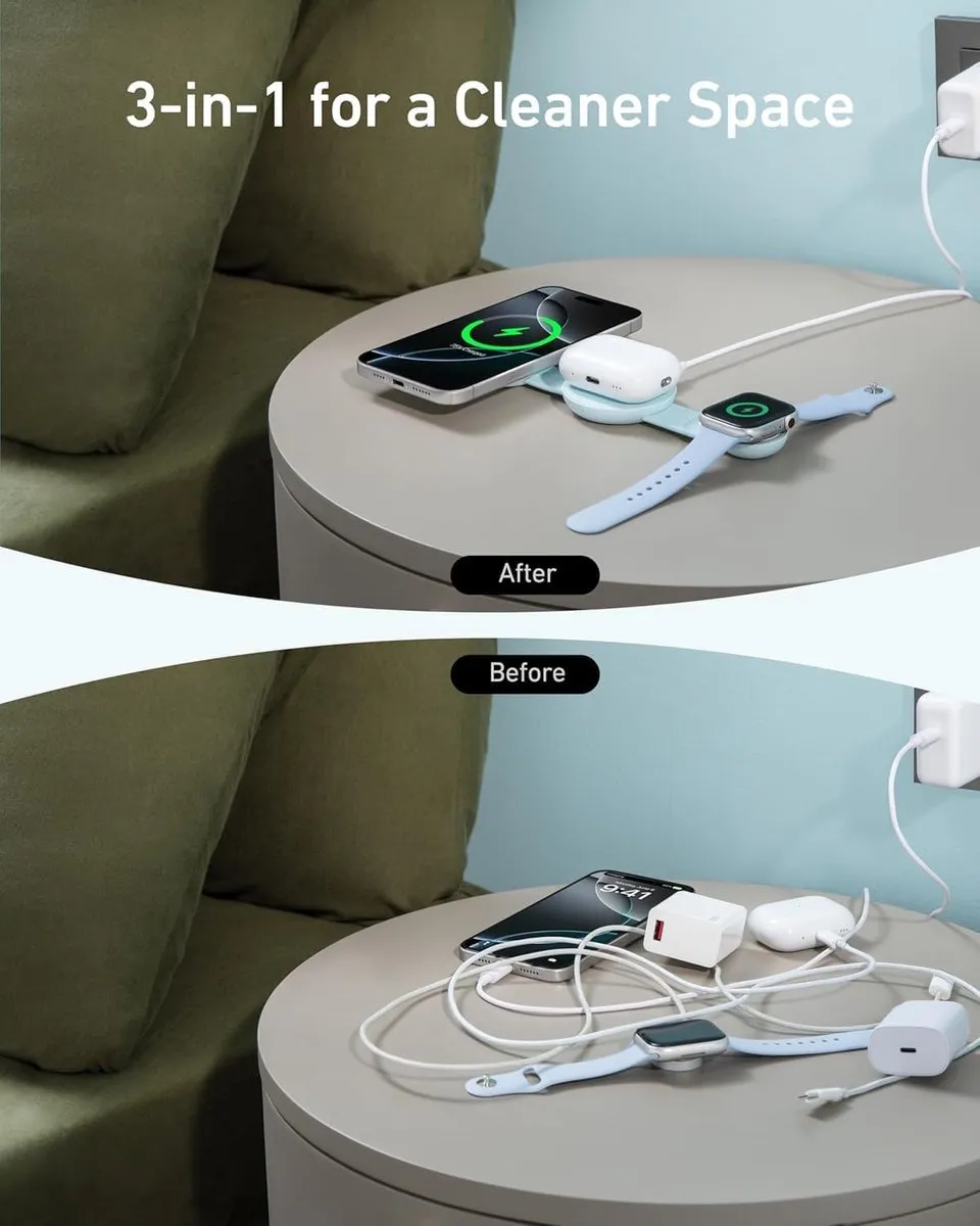Anker MagGo B25M8 3-in-1 Draadloos Oplader - 15W - Groen - afbeelding 6 van 6