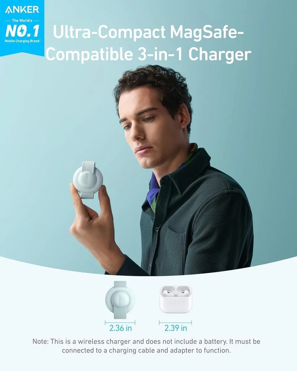 Anker MagGo B25M8 3-in-1 Draadloos Oplader - 15W - Groen