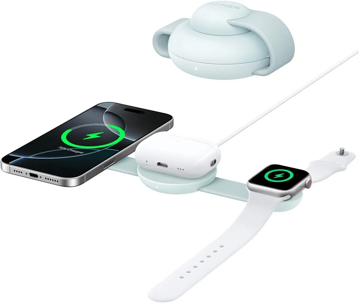 Anker MagGo B25M8 3-in-1 Draadloos Oplader - 15W - Groen