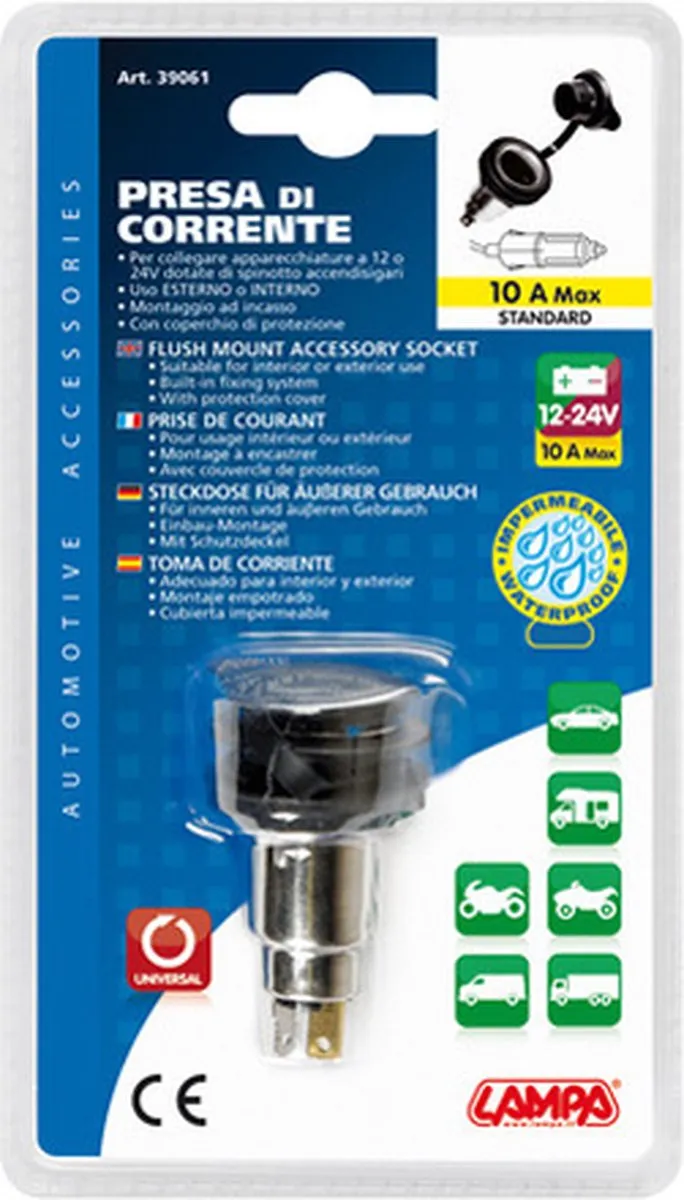 Lampa Inbouwsocket 12/24V - Zwart