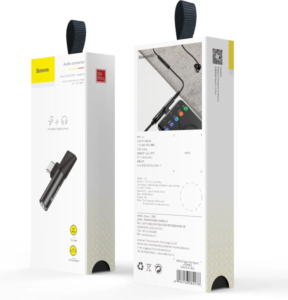 Baseus L41 CATL41-01 USB-C naar 3.5mm Audio Jack - Zwart