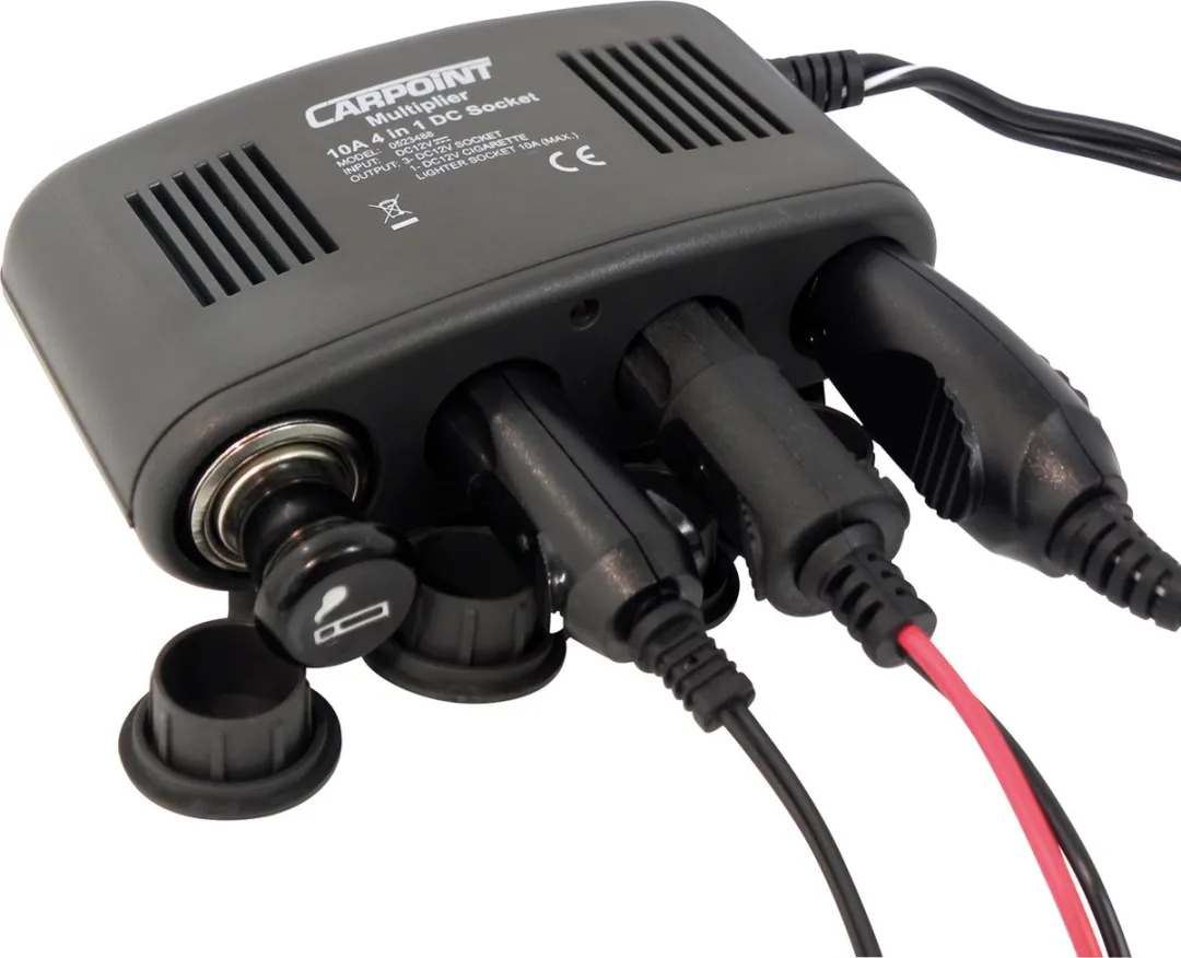 Carpoint LED 4-weg Aanstekerdoos 12V 10A - Zwart