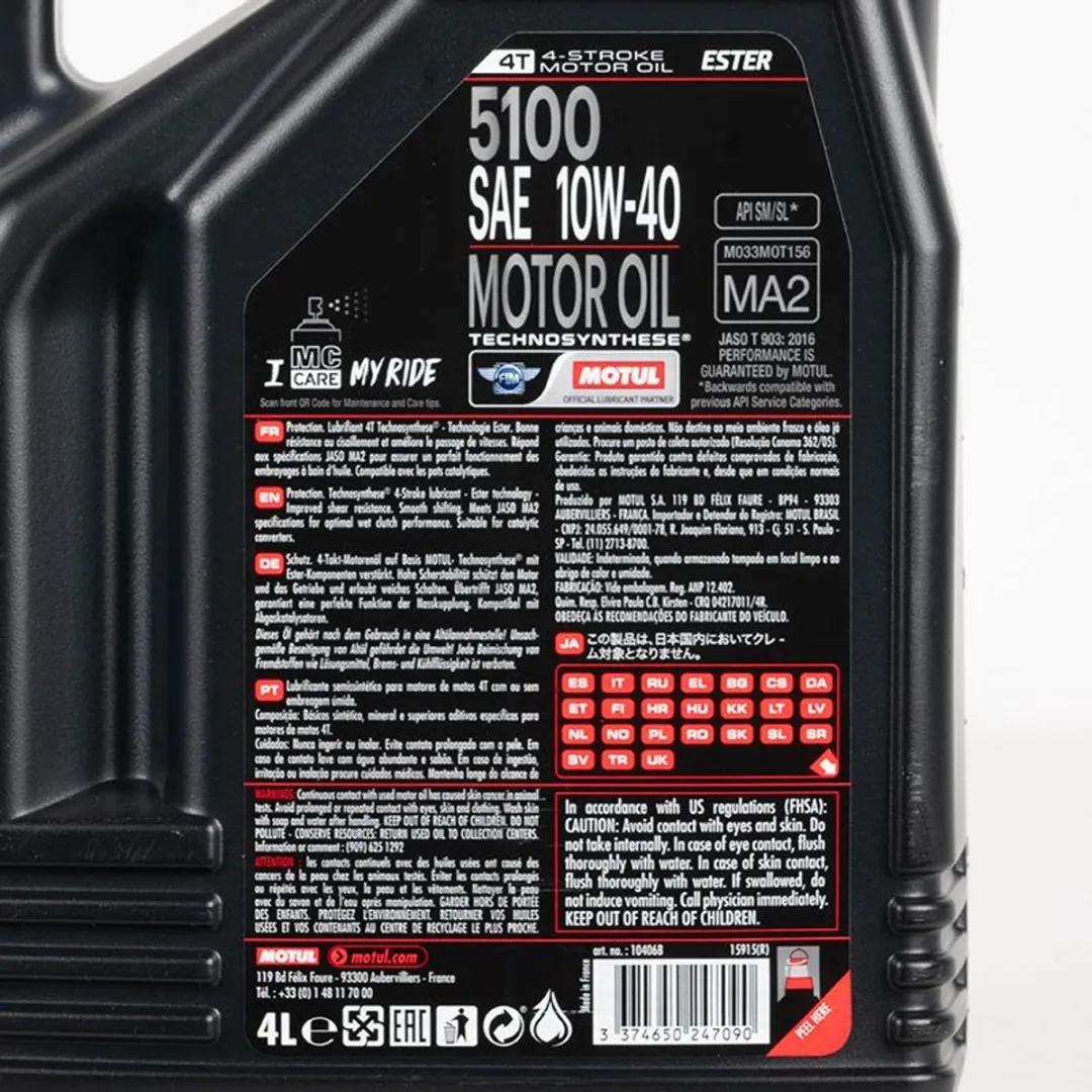 Motul 5100 10W40 Motorolie 4L - afbeelding 3 van 3