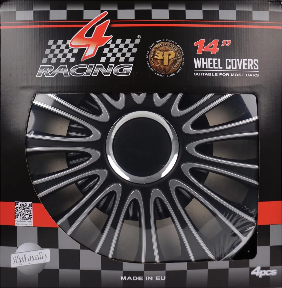 Carpoint Wieldoppen Le Mans Pro 14" - Zwart/Zilver - 4 Stuks