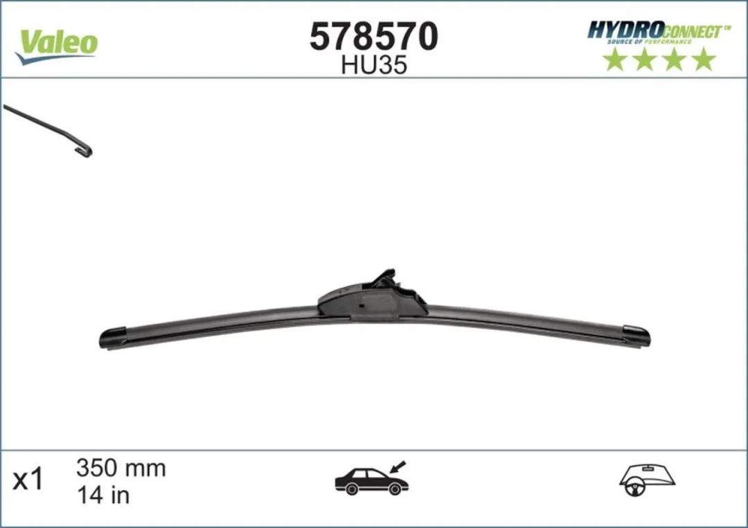 Valeo Hydroconnect HU35 Ruitenwisserblad 35cm - Zwart