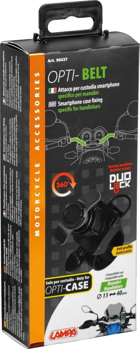 lampa Opti-Belt Stuurmontage Flexgrip - Telefoonhouder ø15-40mm - Zwart