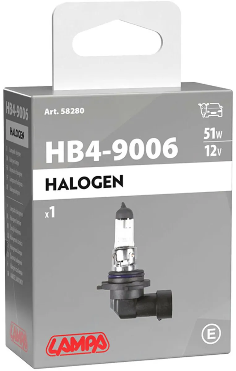 Lampa Halogeen Lamp 12V 51W HB4 (9006) P22d – Enkelvoudige Verpakking – E-goedgekeurd – Geschikt voor autokoplampen