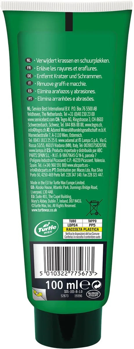 Turtle Wax GL Scratch Remover 100ml - Wit