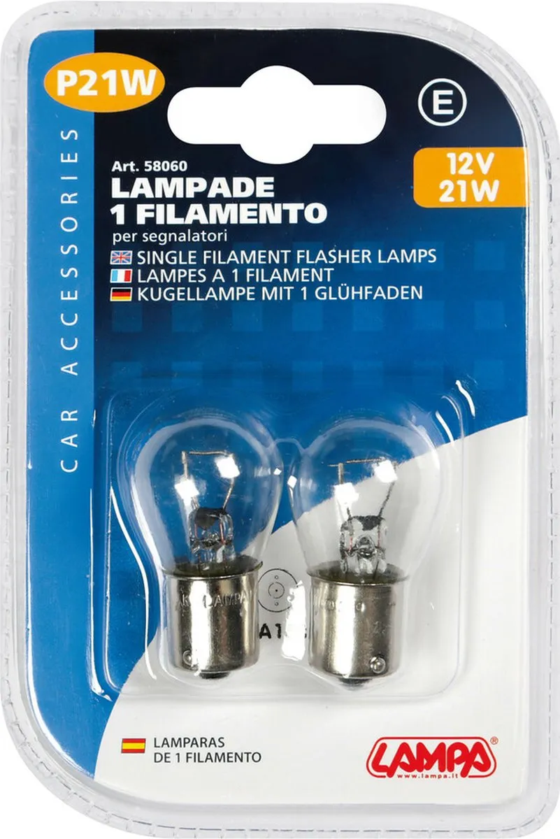 Lampa 12V Autolamp P21W BA15s - 2 Stuks - Wit