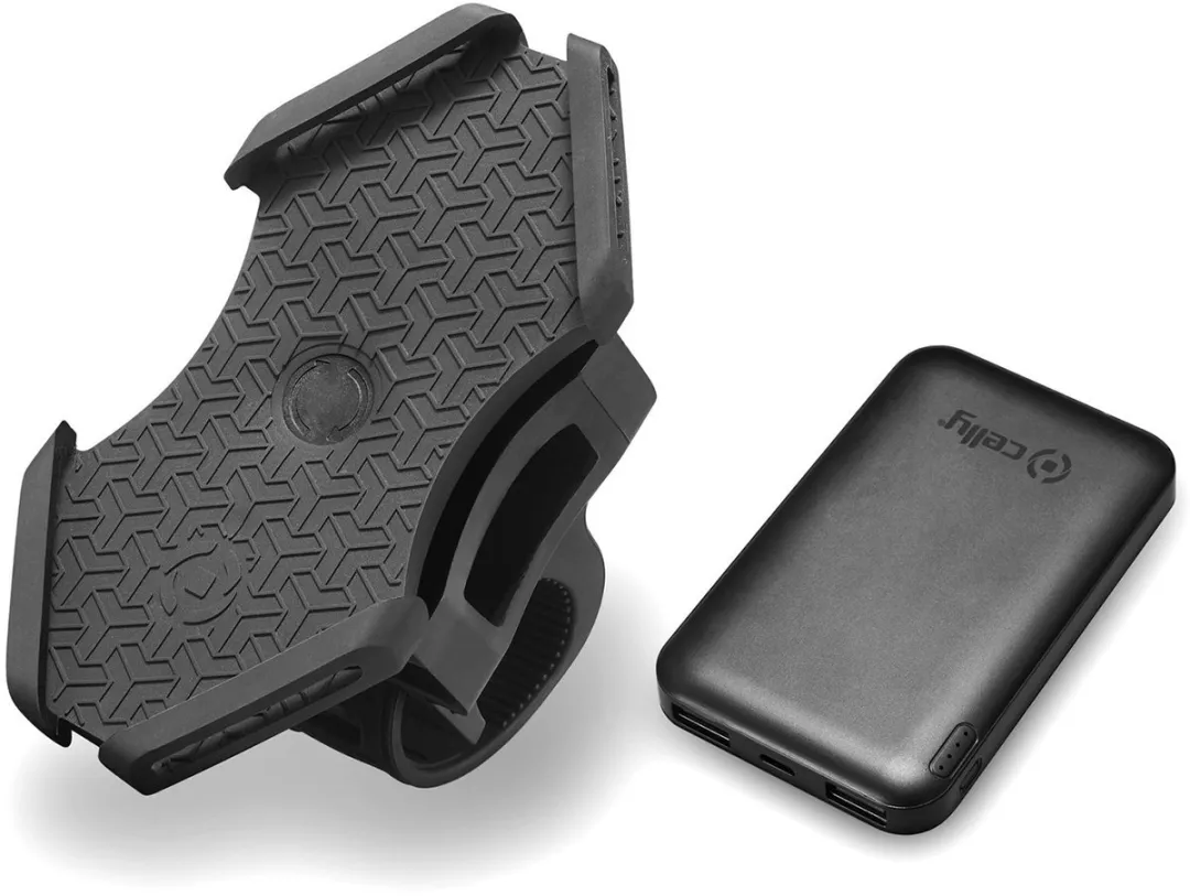 Celly Telefoonhouder Powerbank 5000mAh - 2 USB - Universeel Zwart - afbeelding 6 van 6