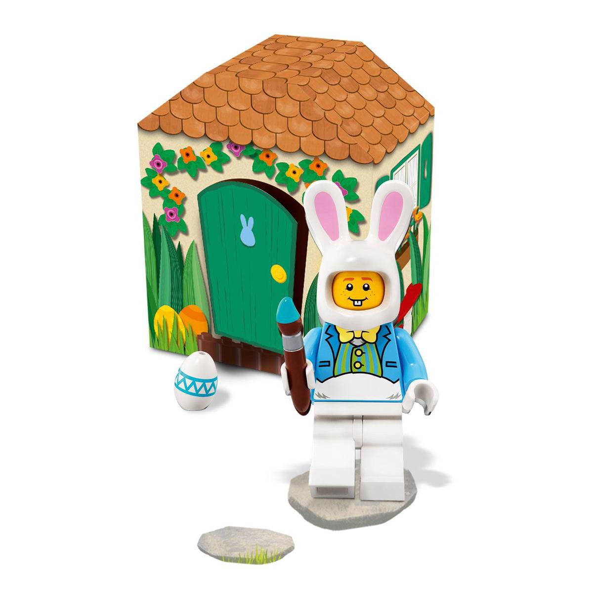 LEGO 5005249 Paashaas mini LEGO poppetje figuur in kartonnen huisje