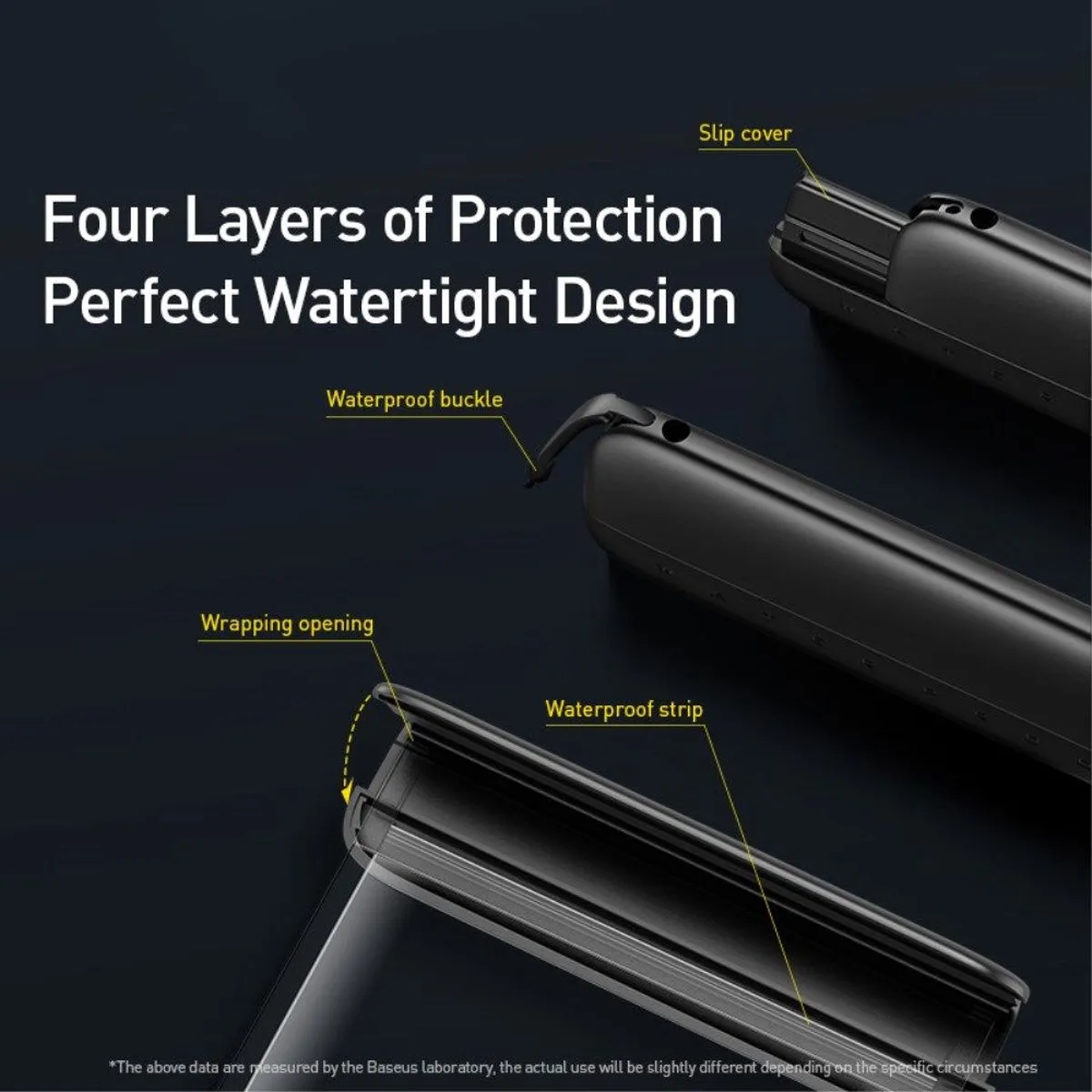 Baseus Waterdicht Hoesje Universeel 7.2 Inch - Zwart - afbeelding 6 van 6