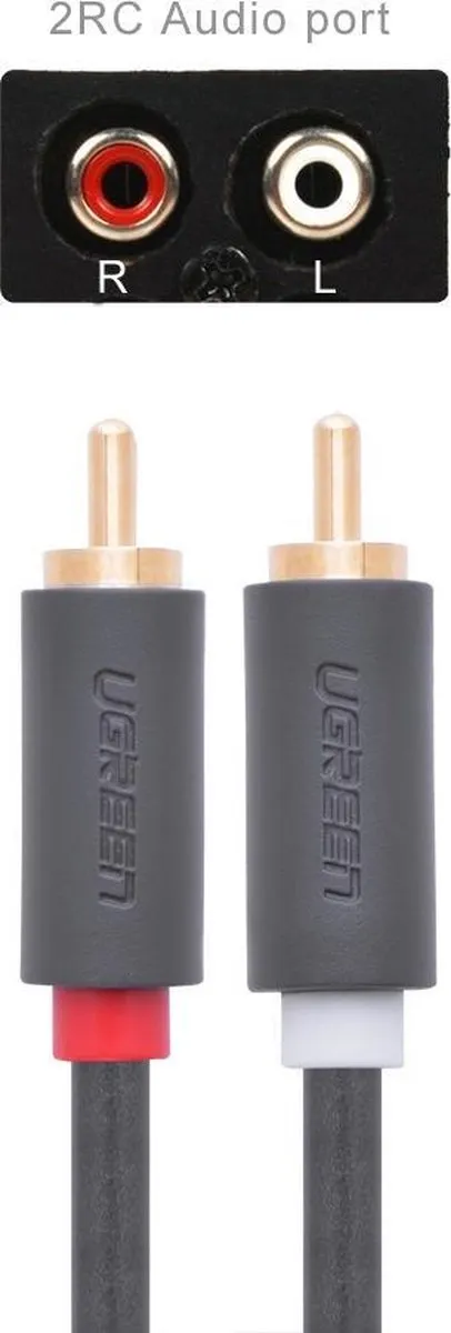 Ugreen RCA naar RCA Kabel 5M - Grijs
