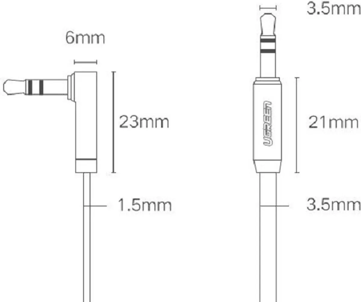 UGREEN UG006 Audiokabel 3.5mm Haaks - 5m - Zwart
