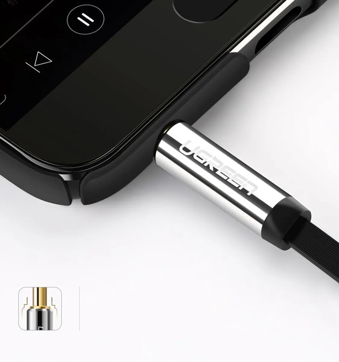 UGREEN UG006 Audiokabel 3.5mm Haaks - 5m - Zwart