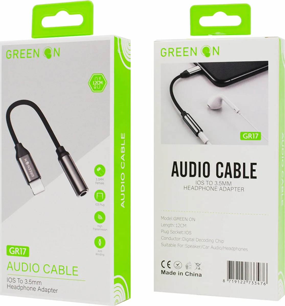 UGREEN Green On Lightning naar 3.5mm Adapter - Zwart