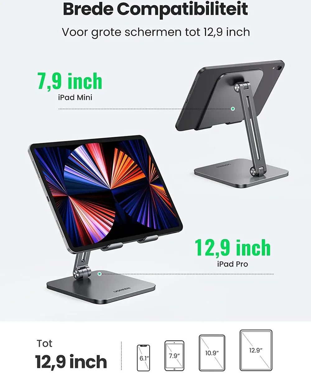 Ugreen 730802 Verstelbare Opvouwbare Tablethouder - Grijs