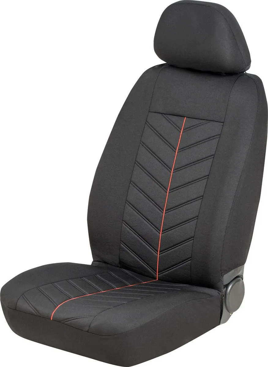 Carpoint Stoelhoezen Venetië 4-delig - 2 Stuks - Zwart/Rood gestreept