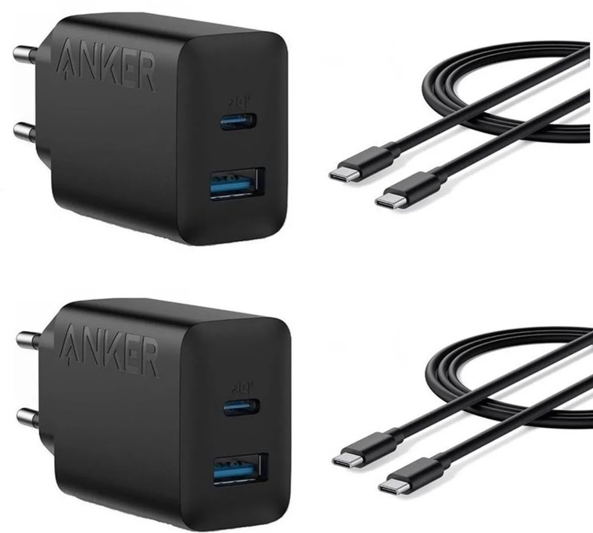 Anker 2-Port USB-C Oplader 20W 2x + Kabel 1,5m 2x