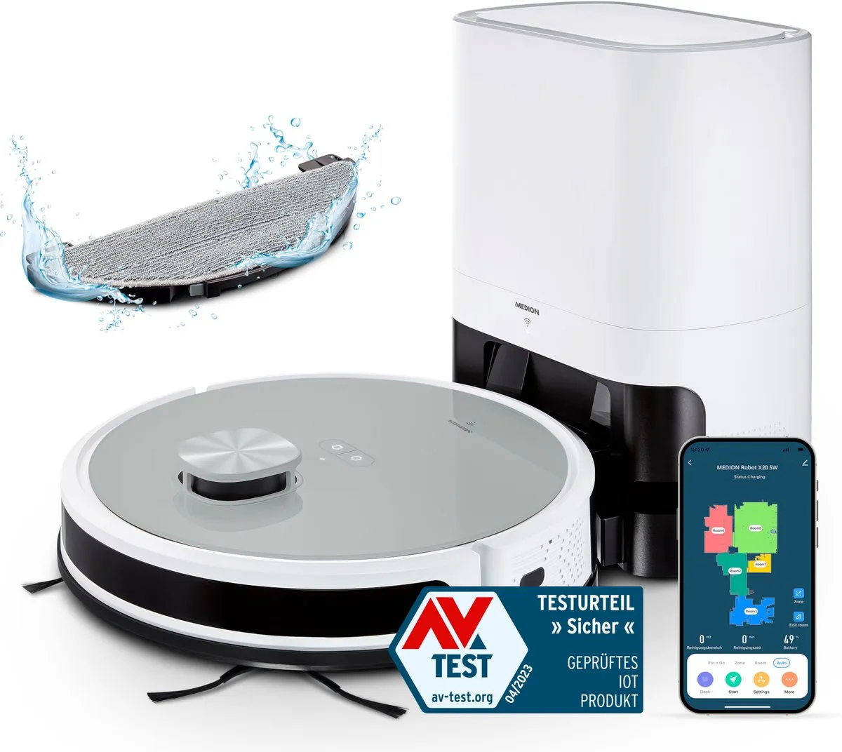 Medion X21 SW Robotstofzuiger met Afvoerstation 3000 Pa