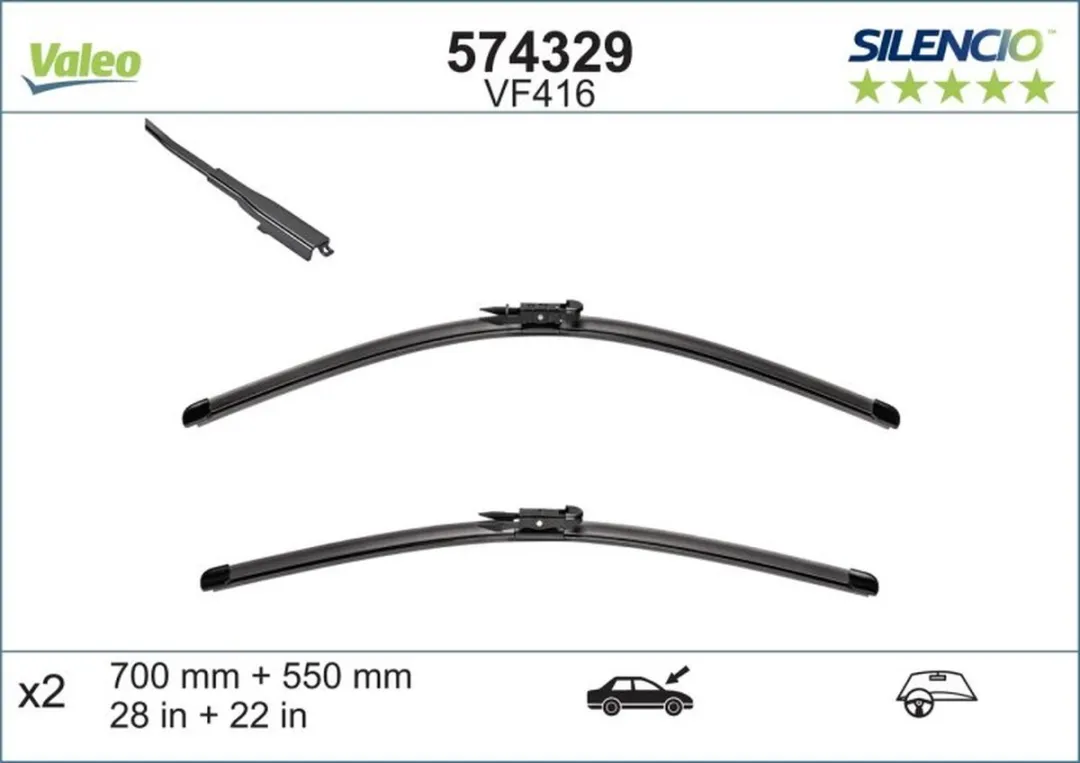 Valeo Silencio VM416 Flatbladeset 55/70cm - 2 Stuks