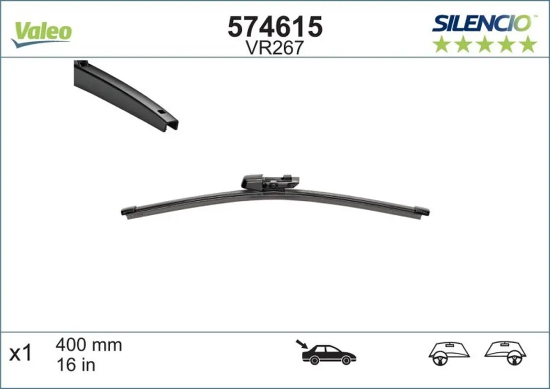 Valeo Silencio VR267 Achterwisser - Zwart