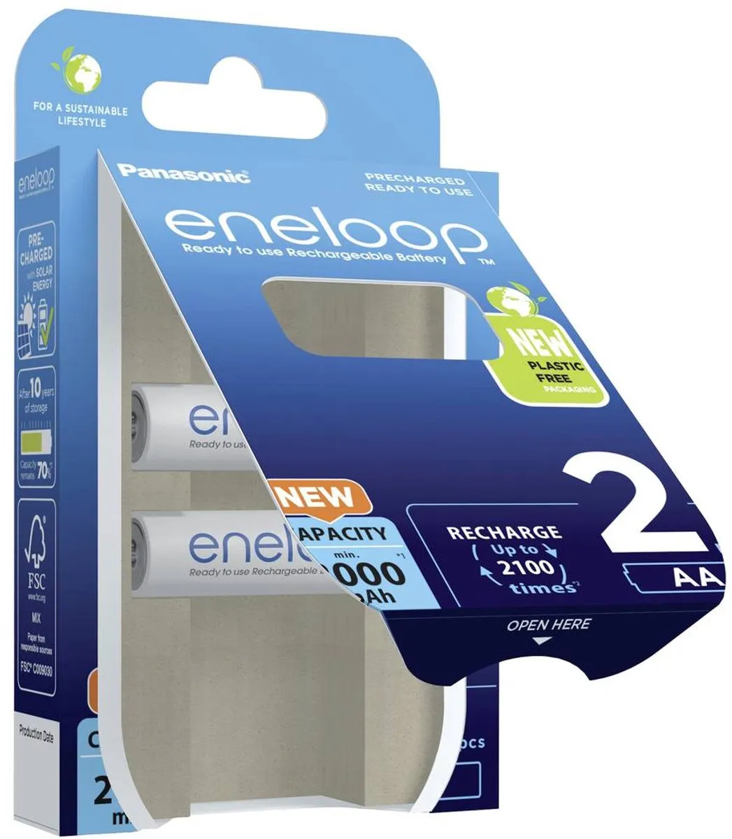 Panasonic eneloop AA Oplaadbare Batterijen 2000mAh - 2x2 Stuks