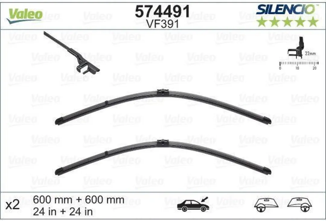 Valeo Silencio VM391 Flatblade Set - Zwart