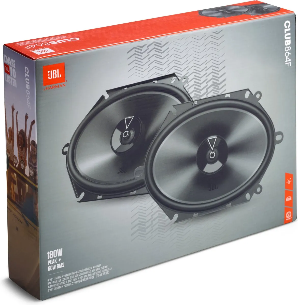 JBL Club 864F Autospeakers 6x8" 2-weg Coaxiaal 180W - Zwart