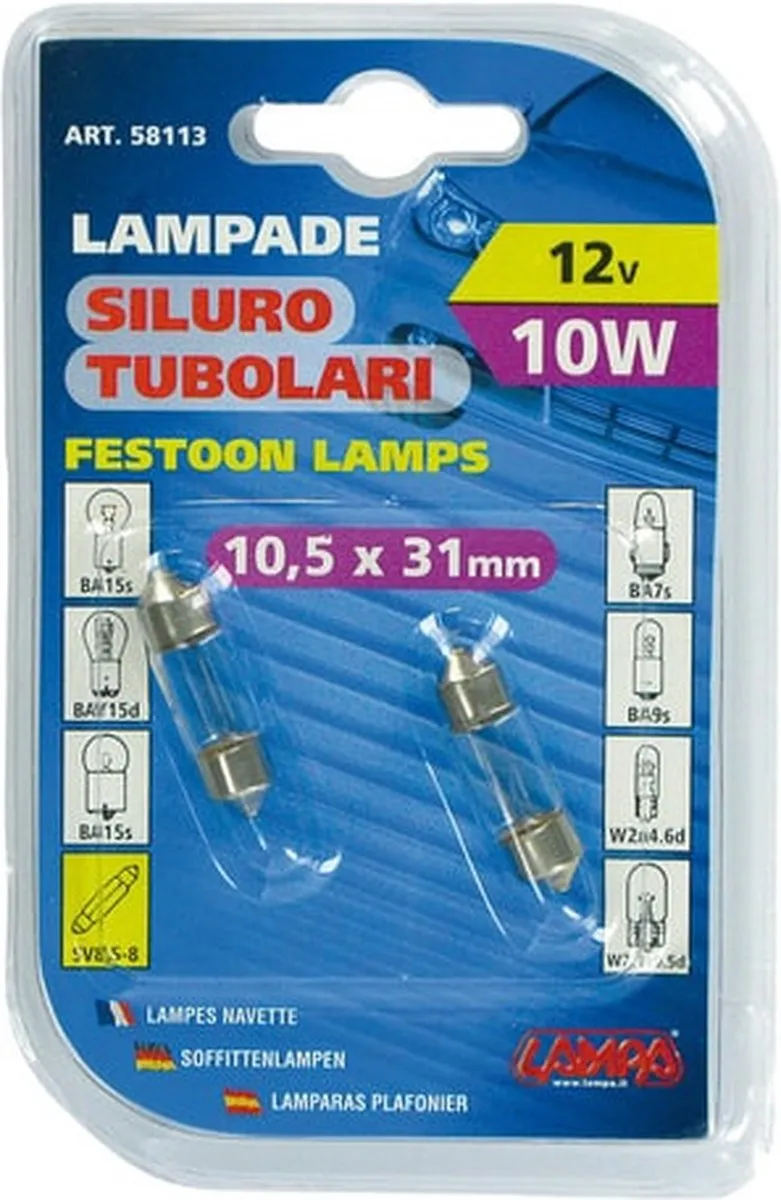 Lampa Festoon Lamp SV8.5-8 12V 10W Halogeen - 2 Stuks - afbeelding 3 van 6