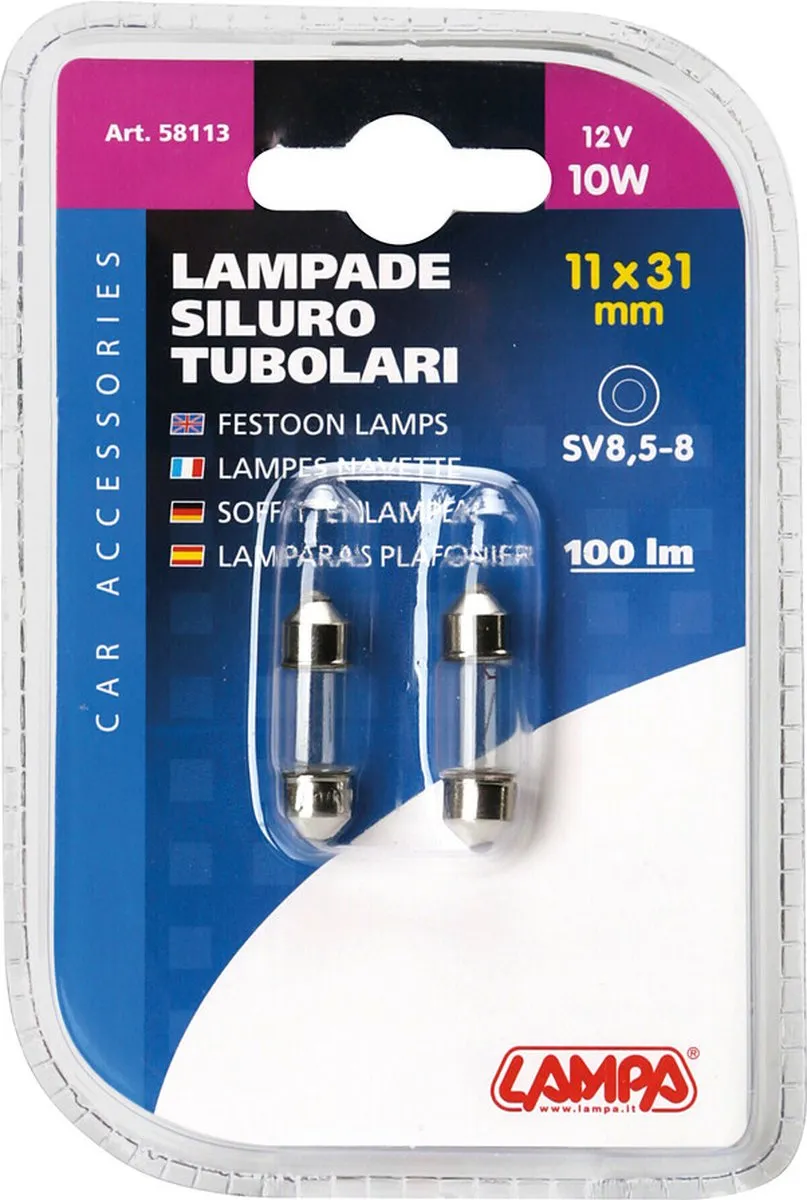 Lampa Festoon Lamp SV8.5-8 12V 10W Halogeen - 2 Stuks - afbeelding 4 van 6