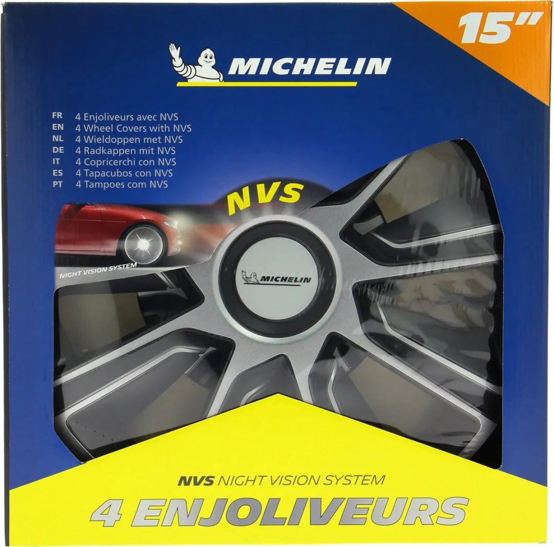 Michelin Wieldoppen 15 Inch - Zilver/Zwart - 4 Stuks - afbeelding 6 van 6