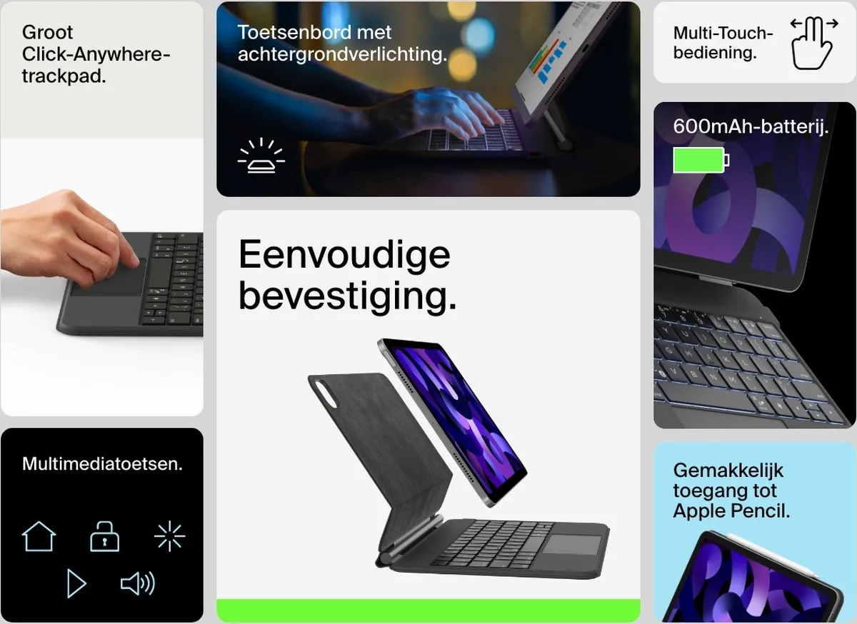 Belkin Magnetic Keyboard Folio BBZ002fr-v1 - iPad Pro 11" - Zwart - afbeelding 6 van 6