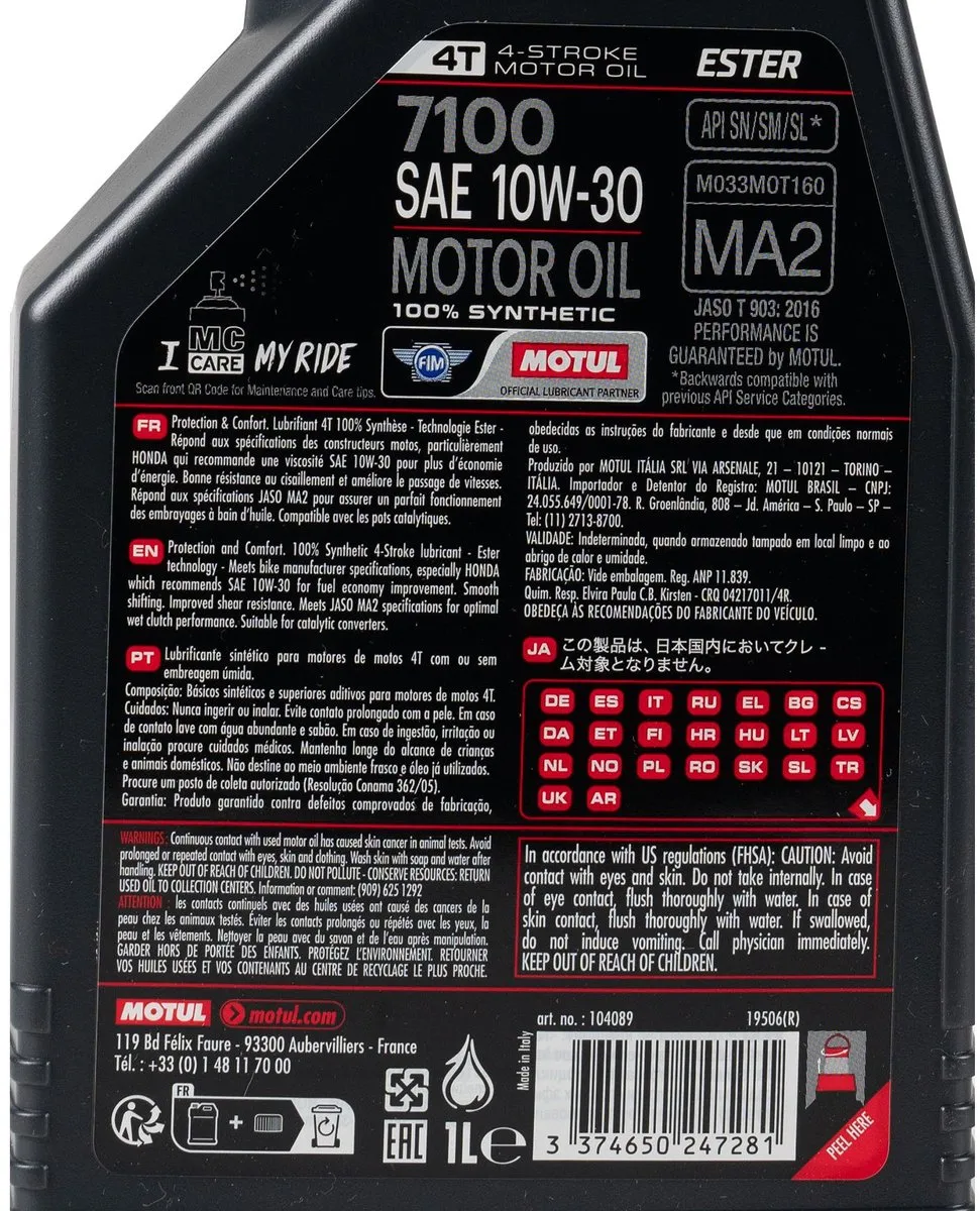 Motul 7100 4T Motorolie 10W30 - 1L